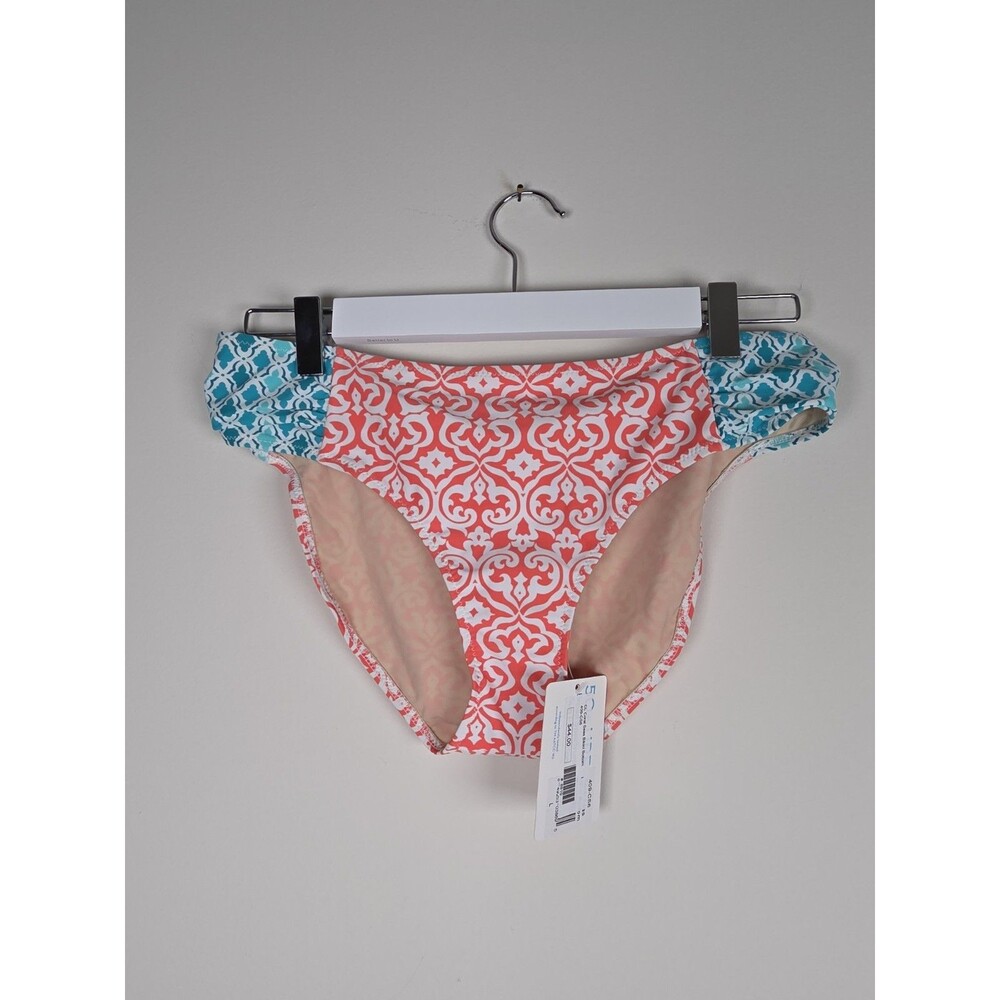 CABANA LIFE Coral Seas Bikini Bottom Size L Blue Broad Spectrum Sun Protection